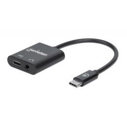 Kabel adapter Manhattan Słuchawkowy USB-C / Jack 3.5mm z USB-C PD