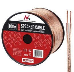 Kabel głośnikowy transparent PVC Maclean, 2*1.5mm2 / 48*0.20 CCA 3,5*7,0mm, 100m, MCTV-512