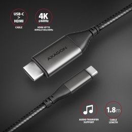 Adapter wideo Axagon USB-C do HDMI 2.0 4K/60Hz 1,8 m