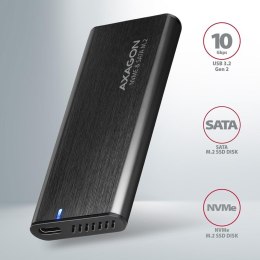 Obudowa zewnętrzna Axagon do dysków M.2 NVMe & SATA SSD / USB-C 3.2 G2 30-80 mm czarna