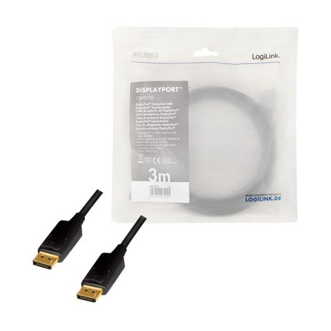 LogiLink Kabel DisplayPort 4K/60 Hz,DP/M do DP/M aluminiowy 3m