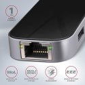 Wieloportowy HUB USB-C 3.2 Gen 1, HDMI + 3x USB-A + LAN(RJ45) + PD 100W Axagon HMC-6GL