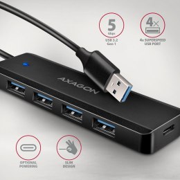 Hub aktywny Axagon HUE-C1A USB-A 3.2 Gen1 do 4x USB-A 3.2 Gen + 1xUSB-C do ładowania czarny