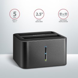 Stacja dokująca Axagon ADSA-D25 USB-A 3.2 Gen1 do 2x SATA 6Gbps 2,5