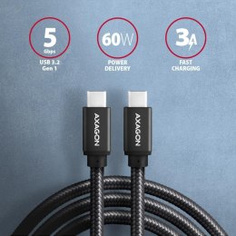 Kabel USB-C 3.2 Gen 2m, PD 60W czarny Axagon