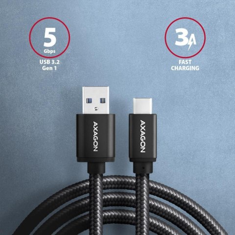 Kabel USB-C - USB-A USB 3.2 Gen 1 2m czarny Axagon