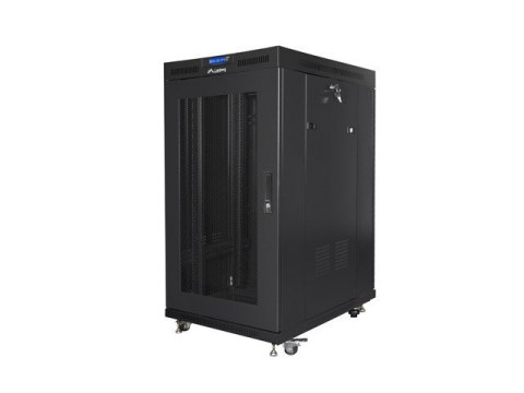 SZAFA INSTALACYJNA RACK STOJĄCA 19" 22U 800X1000 CZARNA DRZWI PERFOROWANE LCD LANBERG (FLAT PACK) V2