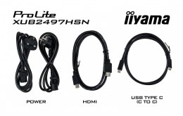 IIYAMA Monitor 24 cale XUB2497HSN-W1 IPS,USB-C Dock,HDMI,DP