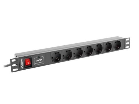 Listwa zasilająca Lanberg do RACK 1U 16A PDU 7x Schuko 2m czarna