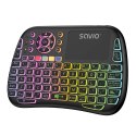 Savio Podświetlana klawiatura bezprzewodowa RGB BT + 2.4 GHz , TV Box, Smart TV, Konsole, PC, KW-04