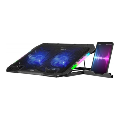 Podstawka chłodząca Defender NS-502 laptop notebook 15.6-17.3" 2xUSB 2 fans podświetlenie RGB + uchwyt smartfon