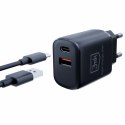 3MK Ładowarka sieciowa 20W 1xUSB-C +USB-A PD QC bez kabla Czarna