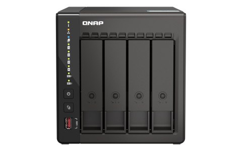 Qnap TS-453E-8G, Tower, 4 x 2.5"/3.5" SATA , Intel Celeron J6412 4C/4T, 8 GB DDR4 onboard not expandable, 2 x 2.5GbE, External a