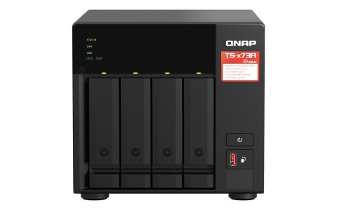 Zestaw Qnap TS-473A-SW5T (TS-473A-8G + switch QSW-1105-5T 5x2.5GbE), Tower, 3.5" SATA, AMD Ryzen V1500B 4C/8T, 8GB DDR4 (Max. 64