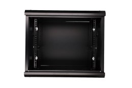 Extralink Szafka wisząca rack 9U 600x450 czarna szklane drzwi