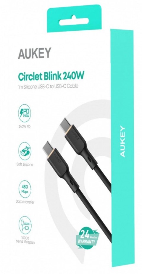 AUKEY CB-SCC241 kabel USB-C - USB-C 1m 240W PD 5A 20V silikonowy czarny