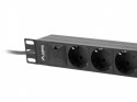 Lanberg Listwa zasilająca Rack PDU 10 cali 1U 3x Schuko 2m 10A czarna C14