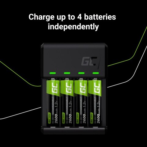 Green Cell Ładowarka VitalCharger + 4x akumulatory AA 2000mAh
