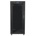 Lanberg Szafa rack stojąca 19 cali 27U 800x1200 czarna drzwi szklane LCD FLAT PACK