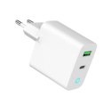 Gembird Ładowarka USB-A USB-C LED 20W PD QC3.0 biała