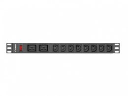 Lanberg Listwa zasilająca Rack PDU 19 cali 1U 16A 2X C19 8X IEC C13 czarny C20