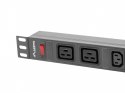 Lanberg Listwa zasilająca Rack PDU 19 cali 1U 16A 2X C19 8X IEC C13 czarny C20