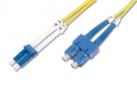 Digitus Patch cord światłowodowy FO LC/SC, duplex, SM 9/125, OS2, LSOH, 1m, żółty