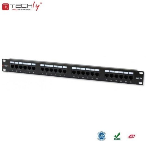 Patch panel TechlyPro 1U UTP 24xRJ45 Cat.5e, czarny