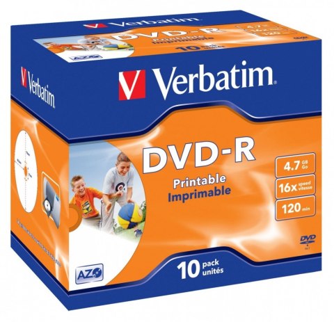 Verbatim DVD-R 16x 4.7GB 10P JC PRINTABLE 43521