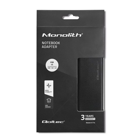 Qoltec Zasilacz do monitora LG | 25W | 19V | 1.3A | 6.5*4.4 |+ kabel zasilający