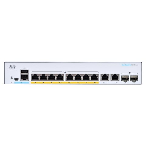 Cisco CBS350-8FP-2G-EU łącza sieciowe Zarządzany L2/L3 Gigabit Ethernet (10/100/1000) Srebrny