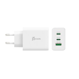 Ładowarka sieciowa j5create 65W GaN USB-C 3-Port Charger - EU (2xUSB-C 1xUSB3.0; kolor biały) JUP3365E-EN