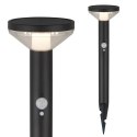 Solarna lampa LED z czujnikiem Maclean, czarna, IP44, 3 tryby świecenia, bateria Li-ion 18650 3,7V 1200 mAh, wbijana, MCE465 B