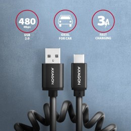 Kabel USB-C - USB-A Twister USB 2.0, 0.6m czarny Axagon