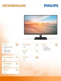 Philips Monitor 32E1N1800LA VA 31.5 cala 4K HDMIx2 DP Głośniki