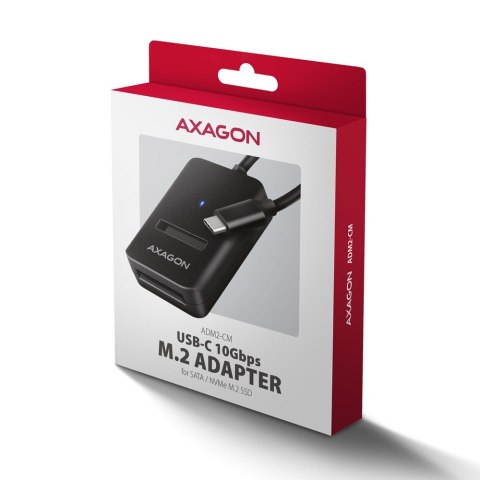 AXAGON ADM2-CM Adapter USB3.2 Gen 2 M.2 NVMe/SATA SSD 10cm USB-C cable