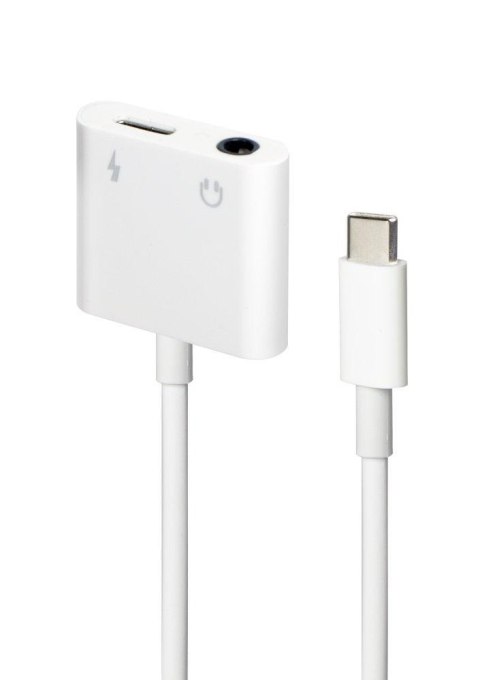 Adapter audio mini Jack żeński 3.5mm i USB-C męski do USB-CM biały Gembird