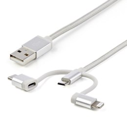 StarTech.com LTCUB1MGR kabel USB USB 2.0 1 m USB A Micro-USB B Srebrny