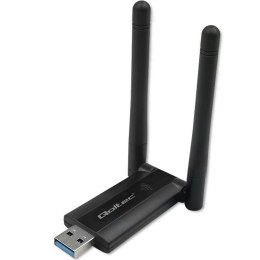 Qoltec Szybki bezprzewodowy adapter USB DUAL Wi-Fi 2 x 2dBi | Standard AC | USB 3.0 | 1200Mbps