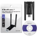 Qoltec Szybki bezprzewodowy adapter USB DUAL Wi-Fi 2 x 2dBi | Standard AC | USB 3.0 | 1200Mbps