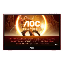 AOC 16G3 przenośny telewizor / monitor Przenośny monitor Czarny, Czerwony 39,6 cm (15.6