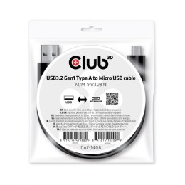 CLUB3D CAC-1408 kabel USB 1 m USB 3.2 Gen 1 (3.1 Gen 1) USB A Micro-USB B Czarny