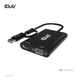 CLUB3D CSV-1611 adapter kablowy 0,22 m USB Type-C HDMI + VGA (D-Sub) Czarny