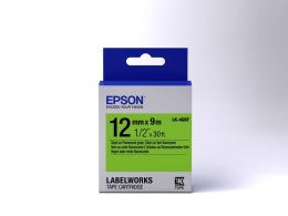 Epson Label Cartridge Fluorescent LK-4GBF Black/Green 12mm (9m)