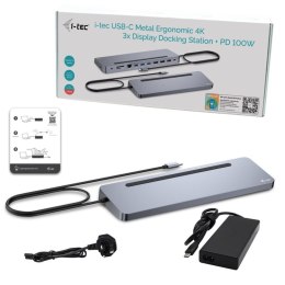 I-tec C31FLAT2PDPRO stacja dokująca Przewodowa USB 3.2 Gen 1 (3.1 Gen 1) Type-C Srebrny