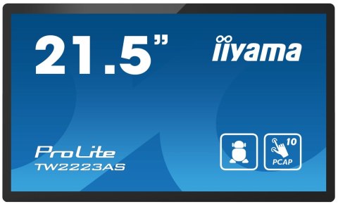 Iiyama TW2223AS-B2 signage display Interaktywny płaski panel 54,6 cm (21.5") Wi-Fi 400 cd/m² Full HD Czarny Ekran dotykowy Proce