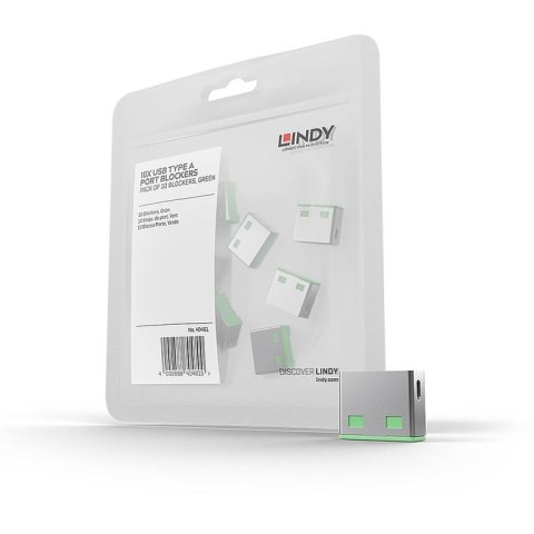 Lindy 40461 bloker portów Blokada portu USB Typu-A Zielony Kopolimer akrylonitrylo-butadieno-styrenowy (ABS) 10 szt.