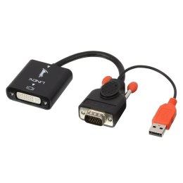 Lindy 38184 adapter kablowy 0,2 m DVI-D VGA (D-Sub) + USB Czarny, Pomarańczowy