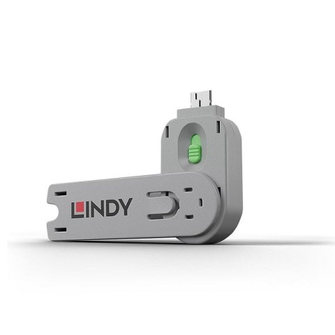 Lindy 40621 bloker portów Klucz blokady portu USB Typu-A Zielony Kopolimer akrylonitrylo-butadieno-styrenowy (ABS) 1 szt.