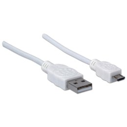 Manhattan 324069 kabel USB 1,8 m USB 2.0 USB A Micro-USB B Biały